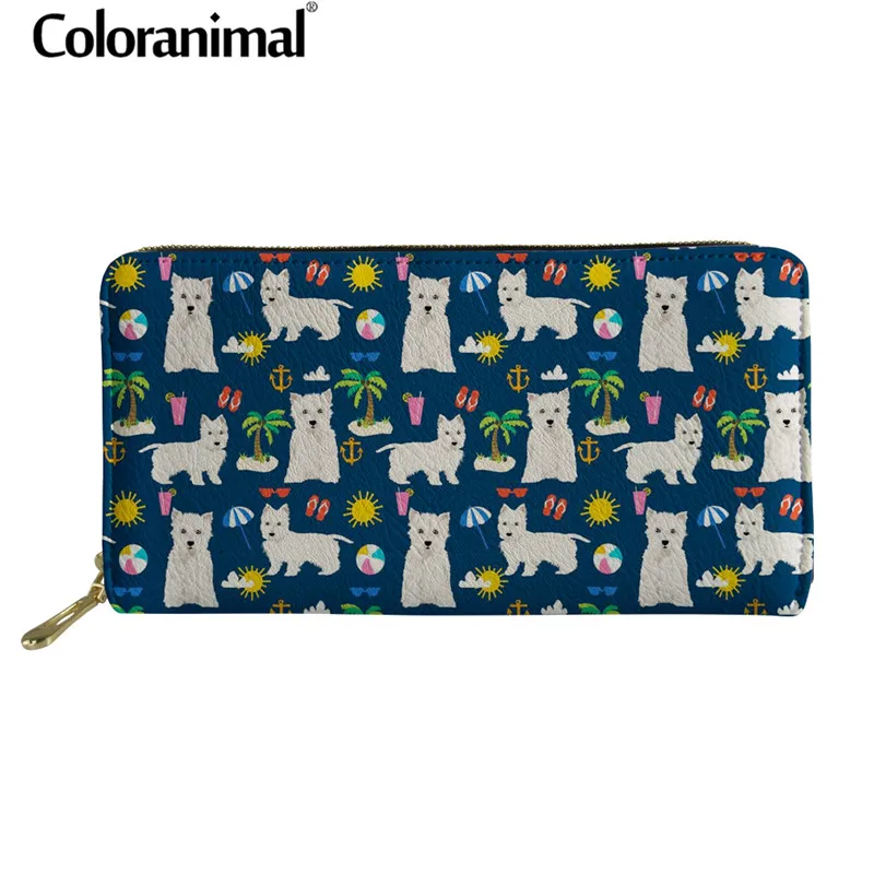 Дизайнерский брендовый Длинный кошелек Coloranimal Westie с цветочным принтом для женщин