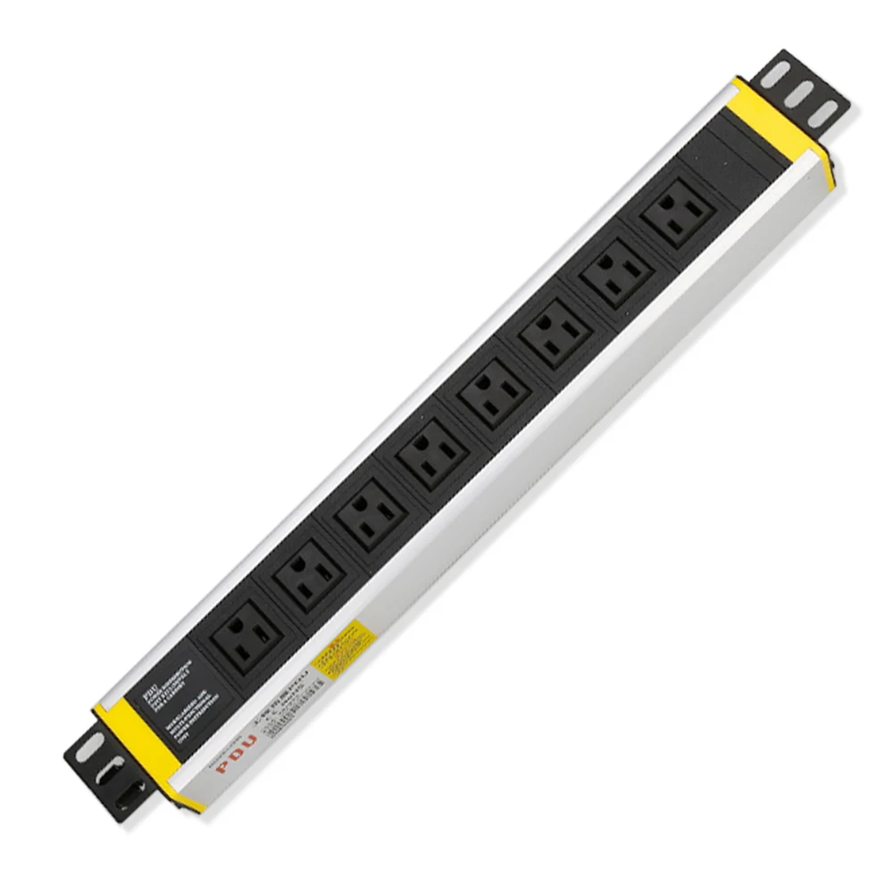 PDU Power Strip Cabinet Distribution Unit Socket Surge Protector 1U 8 way US Plug Outlets Overload Protection 2m Extension Cord