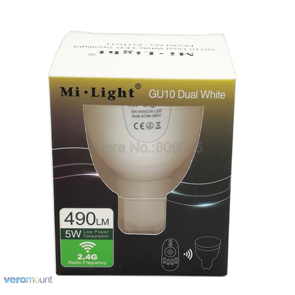 AC85-265V Milight GU10 5 Вт Регулируемая Цветовая температура двойной белый(CW/WW) CCT светодиодный светильник FUT011 2,4G беспроводной пульт дистанционного управления WiFi