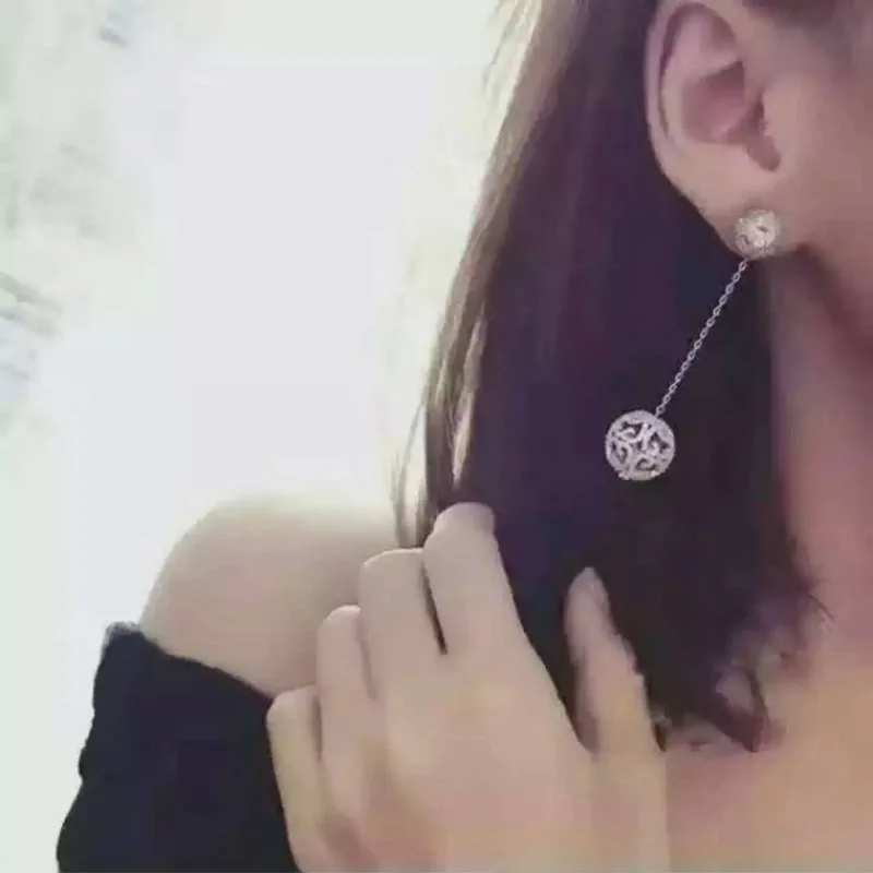 New design hollow 62 mm 2.44 inch long micro pave AAA Cubic Zirconia round ball dangle earrings for women luxury fashion jewelry | Украшения