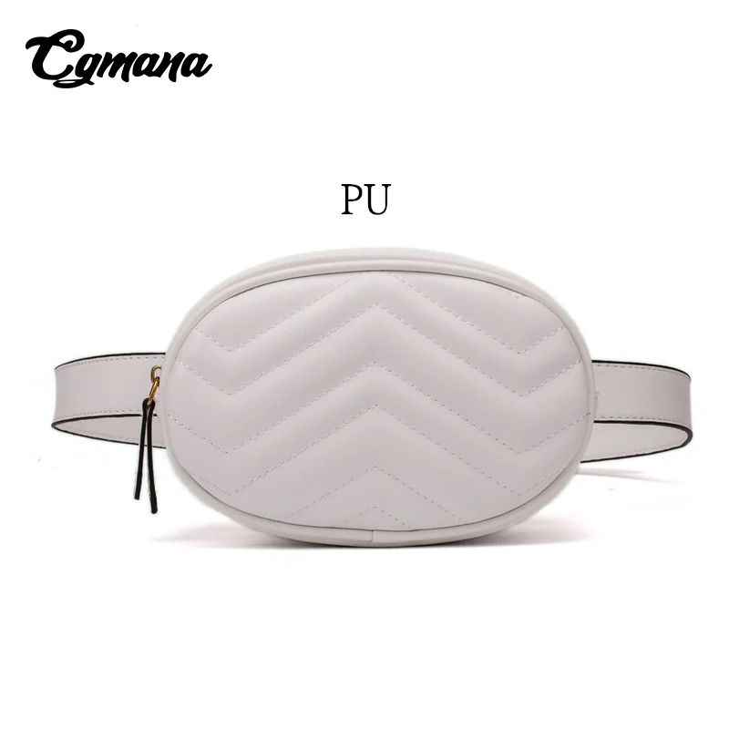 PU White CGmana кожаная бархатная поясная сумка Женская Роскошная брендовая мини поясная сумочка дамская модная поясная сумка для женщин Сумка пояс многоцветный - Цвет: PU White
