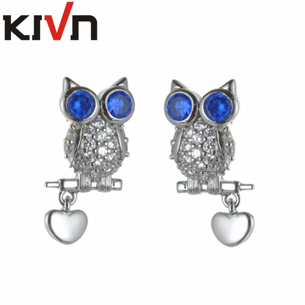 Модные ювелирные изделия KIVN милые свадебные серьги с фианитами в виде совы для