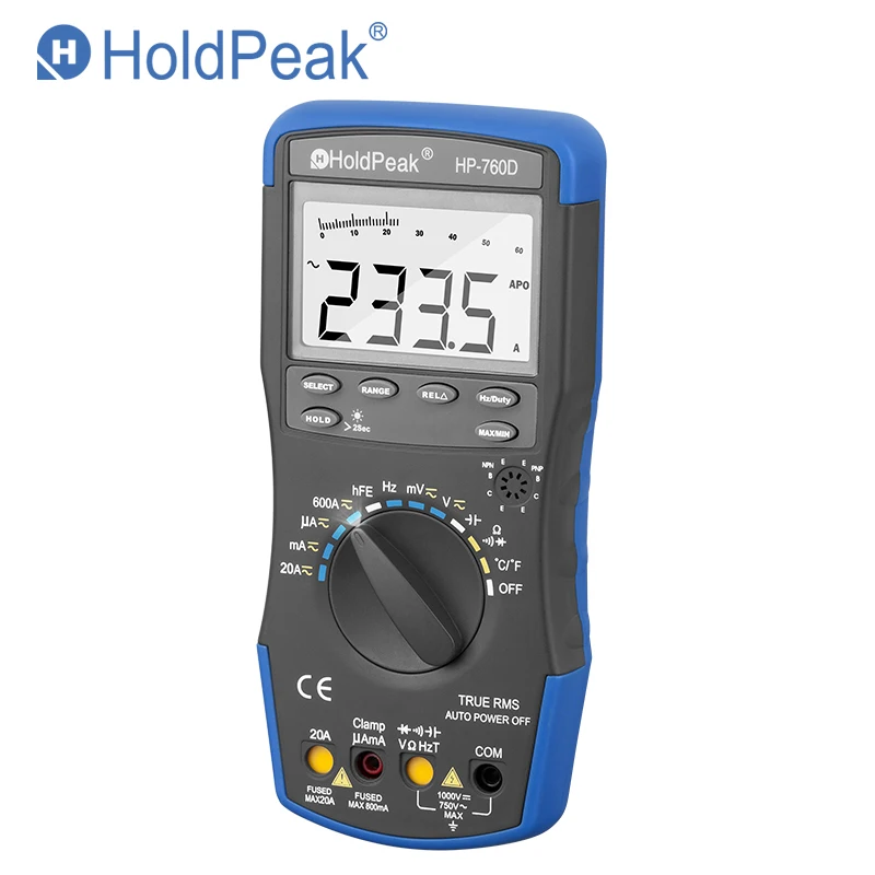 

тестер мультиметр цифровой Holdpeak HP-760D правда RMS автонастройка цифровой мультиметр метр с мин / макс значения / частота / Cuty цикл испытаний и су...