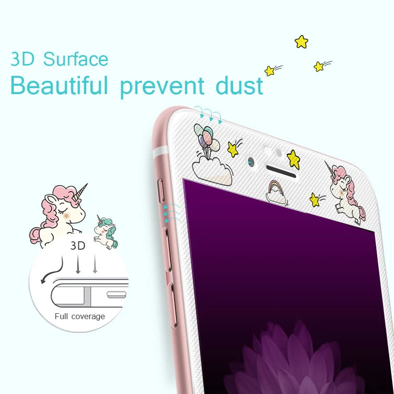 3D изогнутые матовые закаленное Стекло на для iPhone 7/7 плюс модные милые углеродного