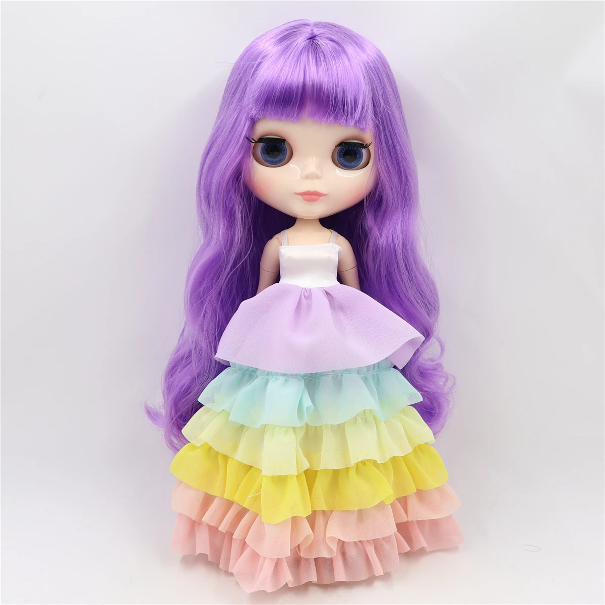 

ICY DBS Blyth Doll joint body purple hair white skin matte face super black skin BL7216 30cm