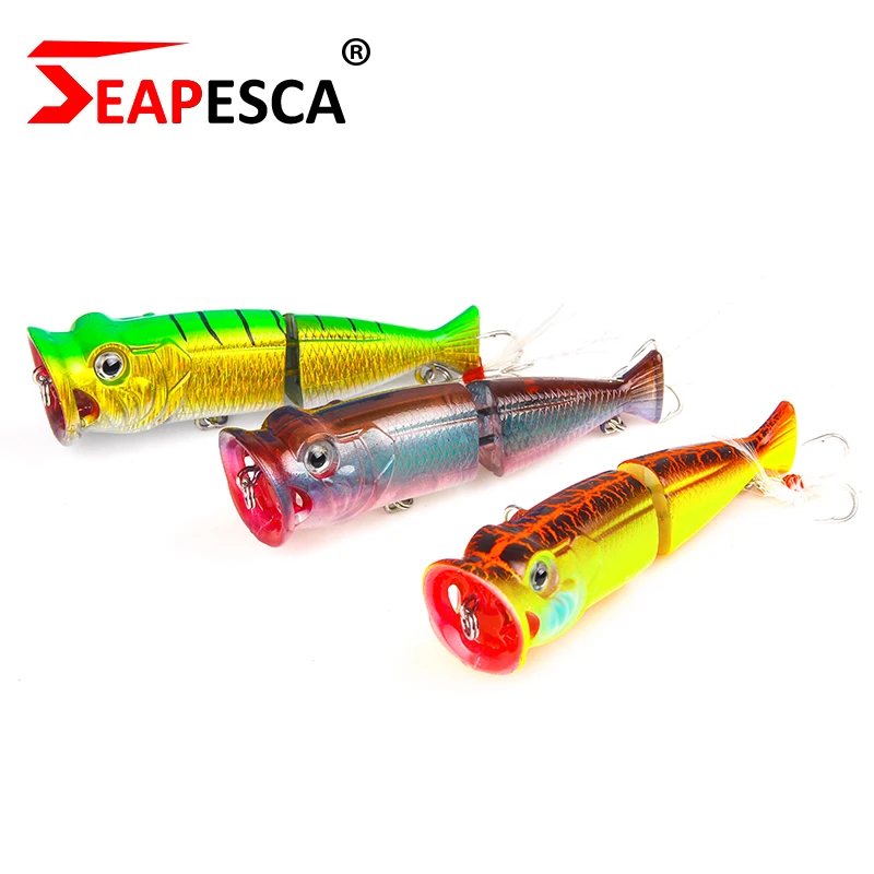 SEAPESCA двух слоев Popper Рыбная приманка 80 мм 11 г Topwater воблеры жесткая приманки низкие