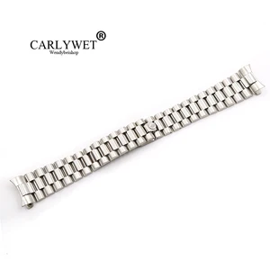 Сменный серебристый ремешок для часов CARLYWET, 20 мм, с изогнутым концом, с винтовыми звеньями, из нержавеющей стали, для President