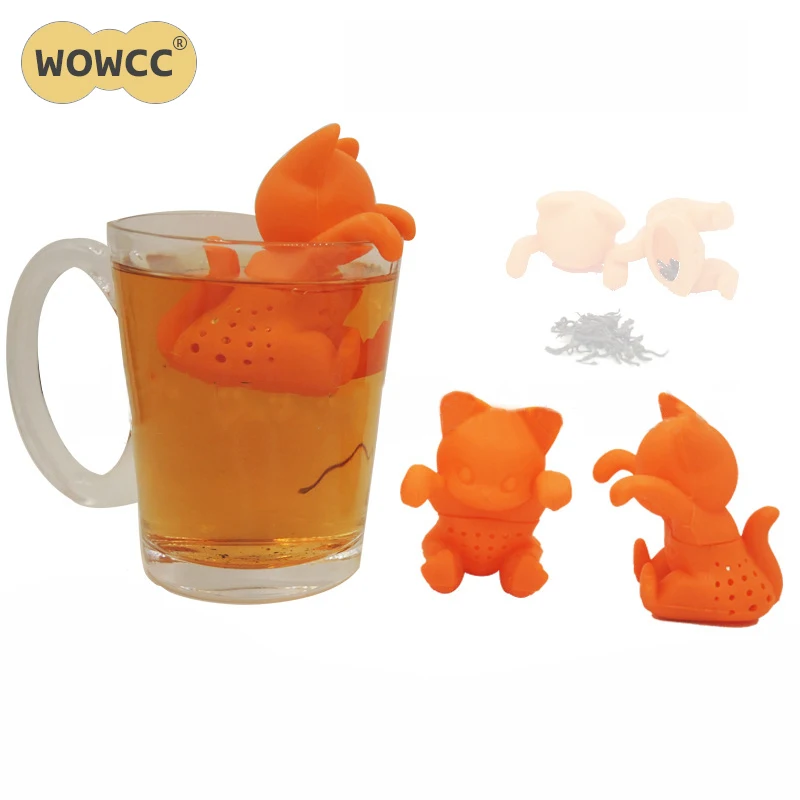 WOWCC 2018 креативный мультяшный котенок Чай Ситечко силиконовый милый кот чай