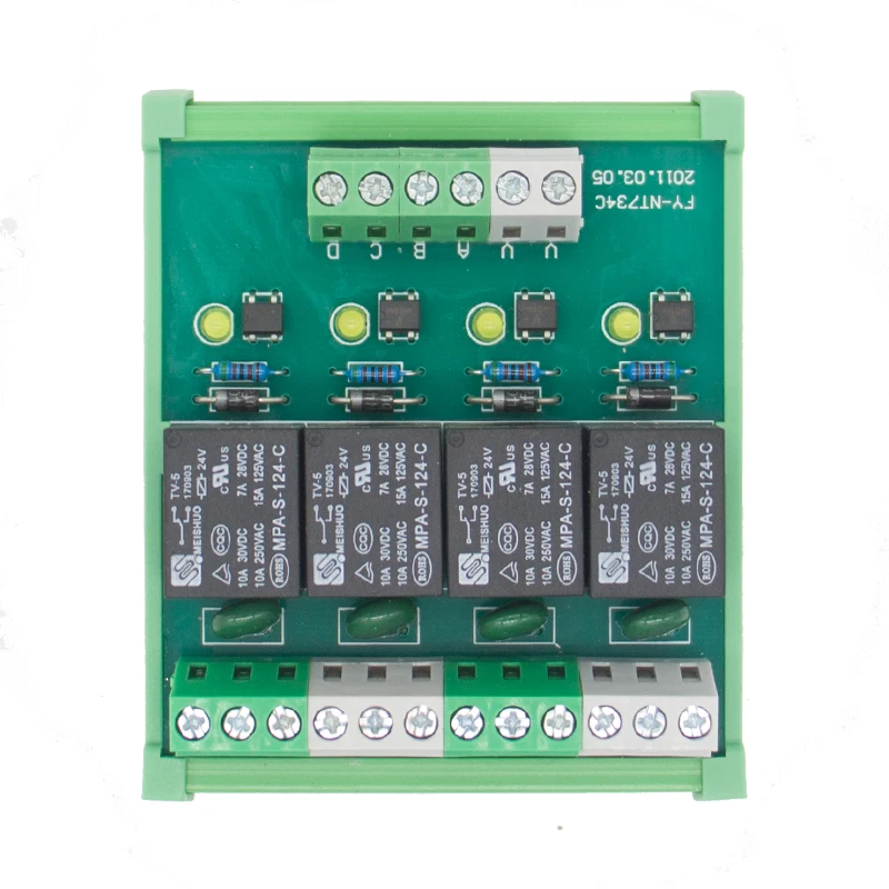4 Канальный Релейный Модуль интерфейса T73 12VDC DIN рейка|interface relay|din mounting railrelay interface |