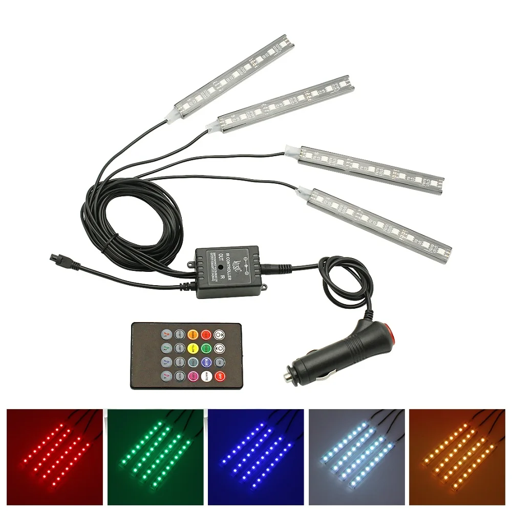 

ANBLUB RGB LED Car Interior Decoration Light 12V 5050 SMD Led Strip Auto Foot Lamp Music Sound Control Atmosphere Light