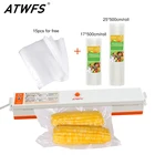 Вакуумный упаковщик, 15 пакетов, 1 комплект, упаковочная машина для пищевых продуктов с вакуумными пакетами 17*500 см + 25*500 см, упаковочные рулоны