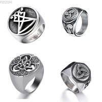 vintage flower religion rings ireland punk stainless steel rings for women man jewelry engraving totem ring