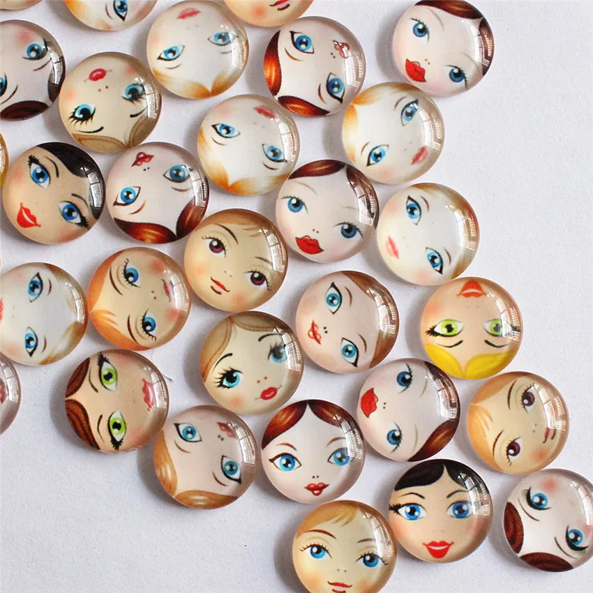 

16mm Mixed Style Baby head Matryoshka Round Glass Cabochon Flatback Photo Dome Blank Cameo Tray Base accessor 30pcs/lot K05500