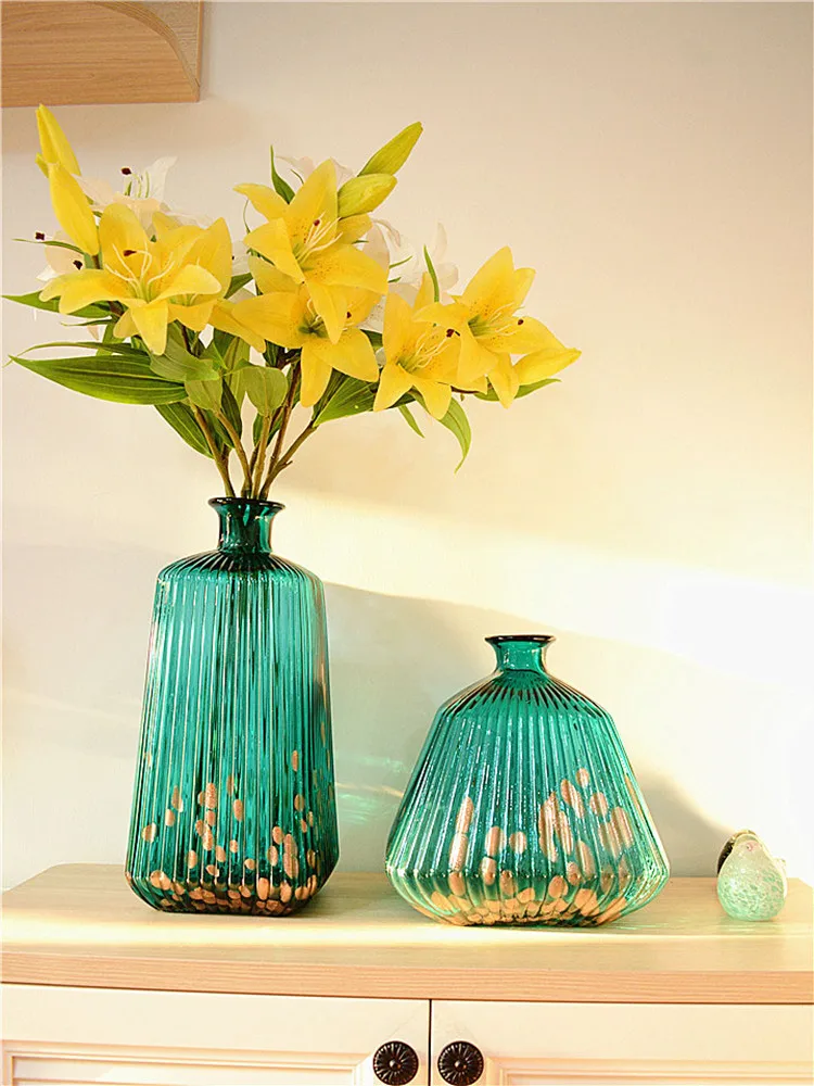 

Glass Vase Art Decoration Flower Blue Living Room Model Room Decoration