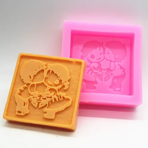 

PRZY Silicone Mold Couple Double Happiness Soap Molds Handmade Wedding Soaps Mould Soap Making Molds Silicone Rubber 001