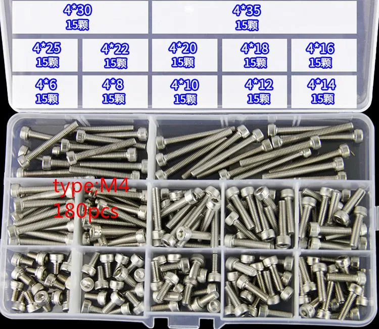 M3/M4/M5/M6/M8 304 из нержавеющей стали с шестигранной головкой, винты, велосипедные шестигранные болты, гайка, набор винтов, ассортимент