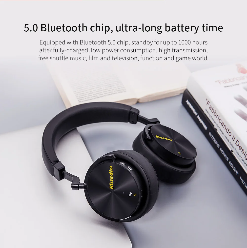 Bluedio T5S активные наушники с шумоподавлением Беспроводные bluetooth Накладные наушники/гарнитуры с микрофоном для музыкальных телефонов