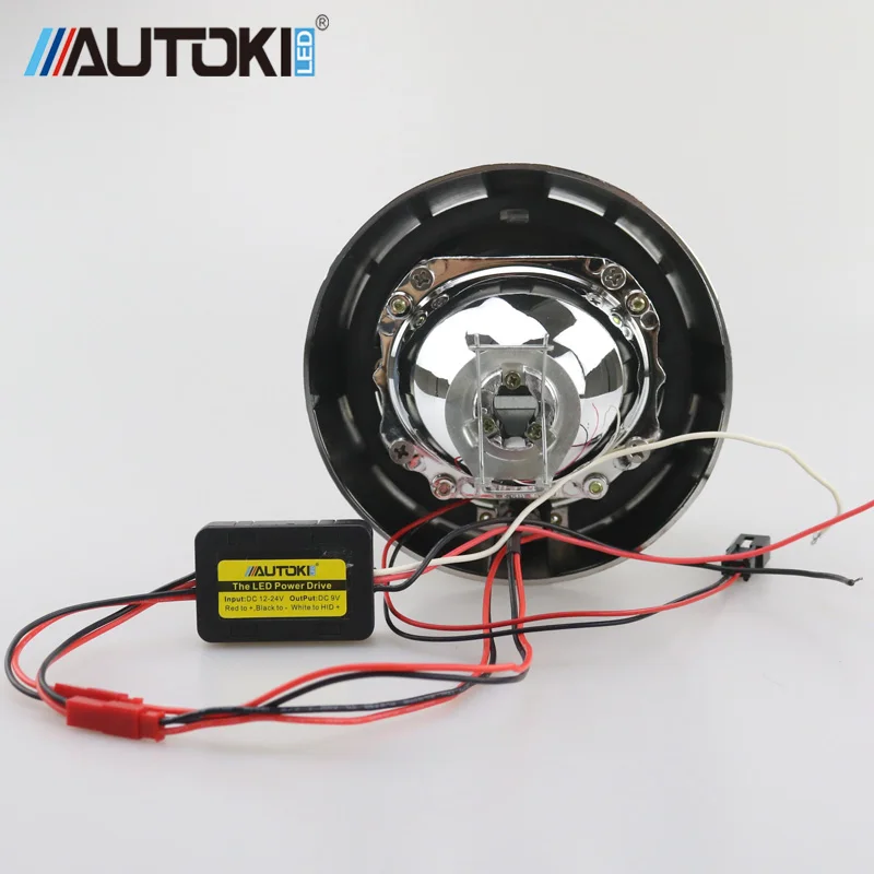 Autoki двойной Цвет светодиодный Ангельские глазки DRL с H1 мини Hi/низкая bi xenon комплект прожекторных фар