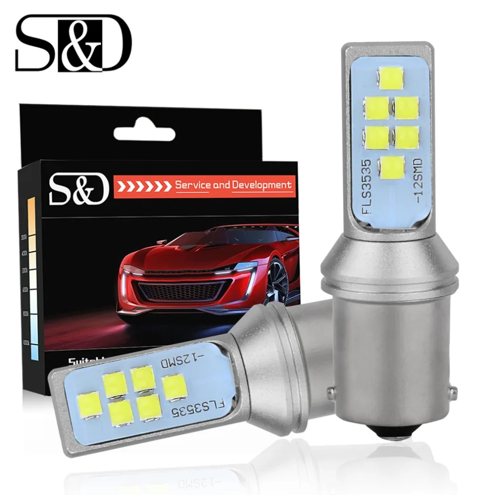 2 шт. 1156 BA15S P21W светодиодный BAU15S PY21W BAY15D лампы 1157 P21/5 Вт R5W 1 3535SMD авто лампа