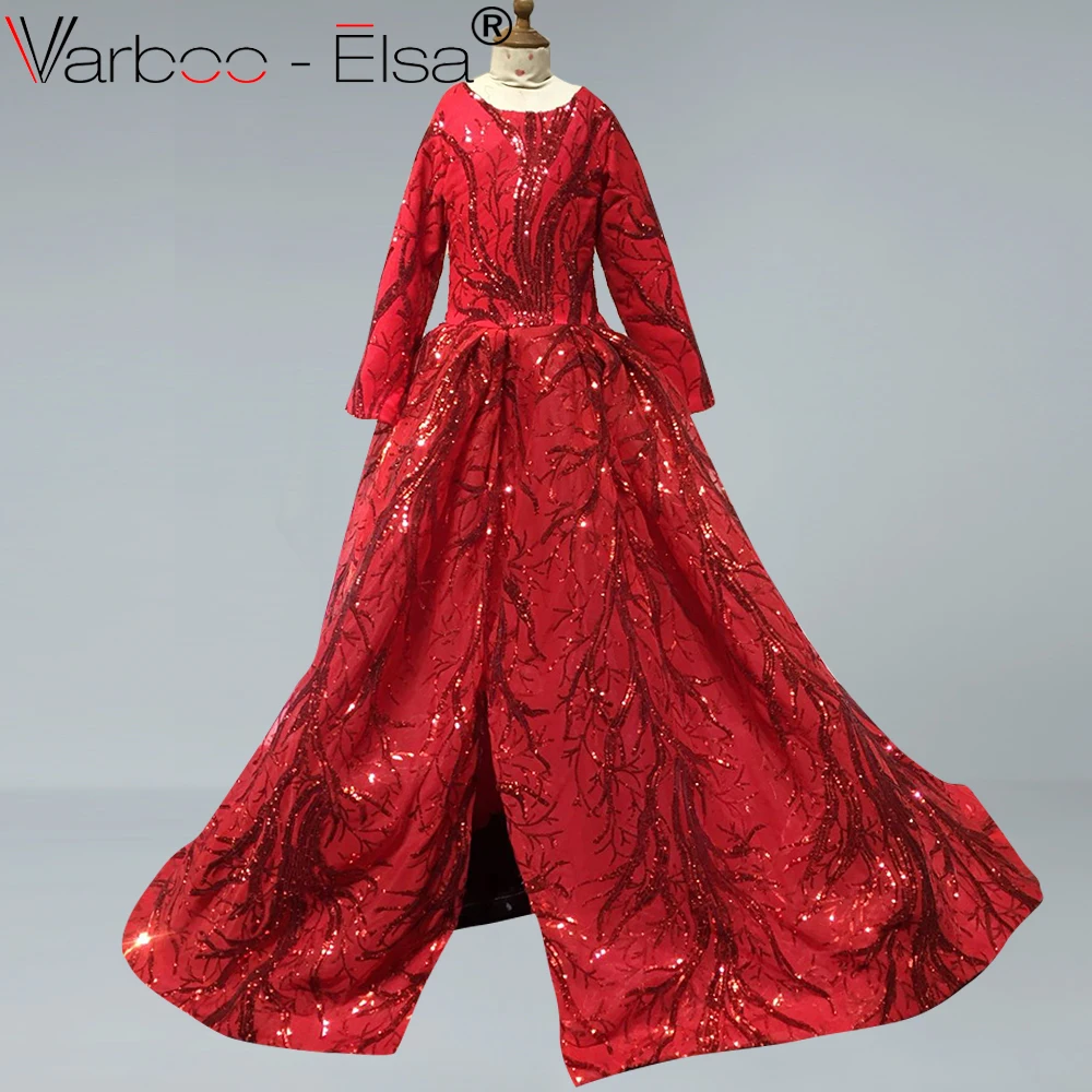Женское вечернее платье с открытой спиной VARBOO_ELSA красное блестками в Саудовской