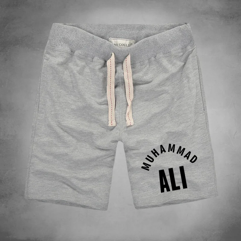 Летние мужские шорты для бодибилдинга MUHAMMAD ALI Новые повседневные хлопковые