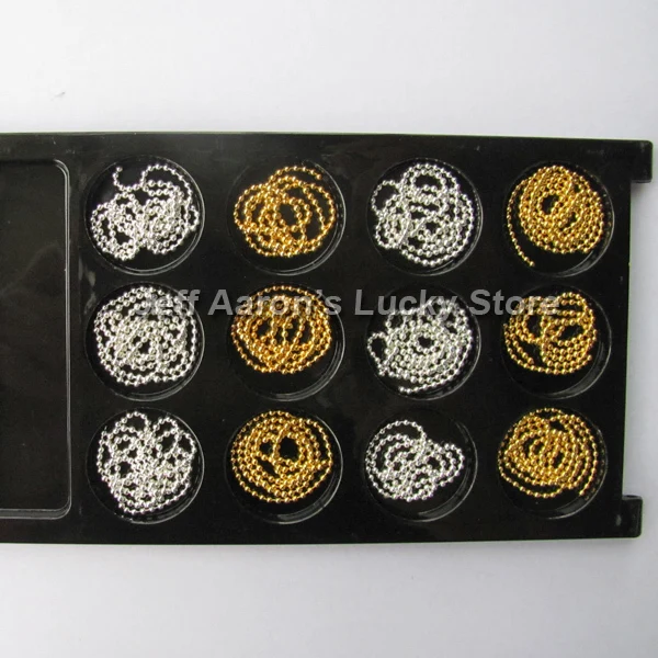 12 Золотой и Серебряный 3d Акриловый Дизайн ногтей Икра шар бусины цепочка