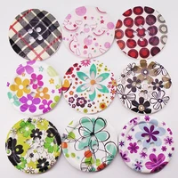 10pcs hot colorful large 40mm painting flowers wooden buttons sewing scrapbooking for overcoat garments handmade white 4 holes