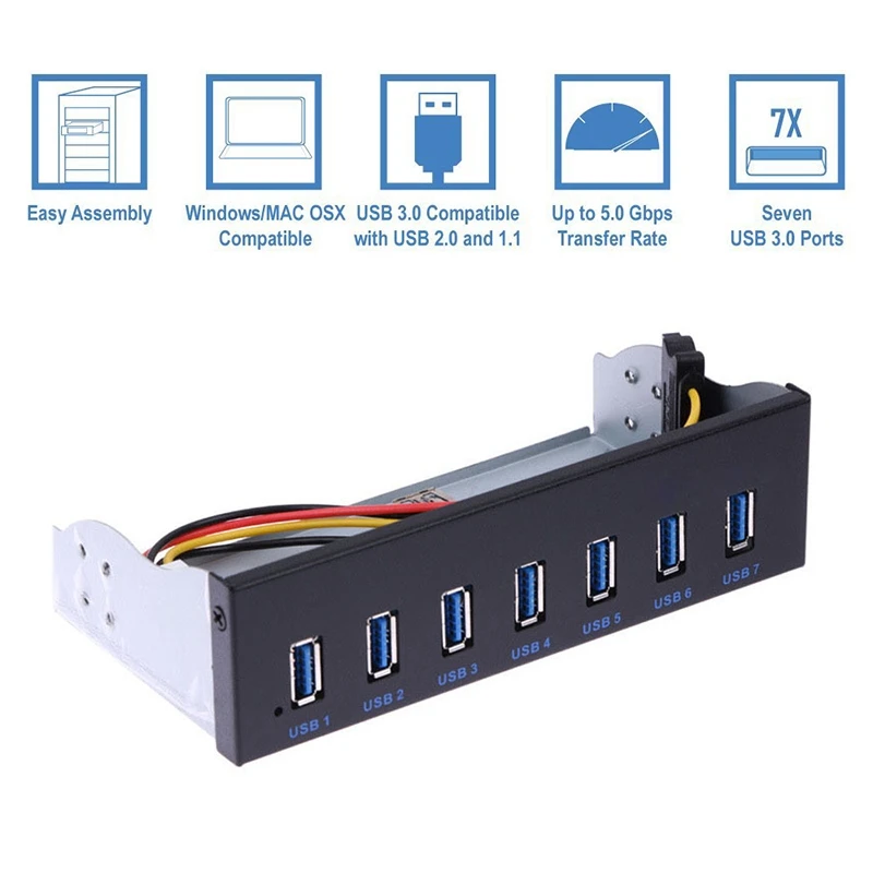 7 Порты и разъёмы USB 3 0 концентратор 5Gbs 5 25 дюймов CD-Встроенная память отсек для