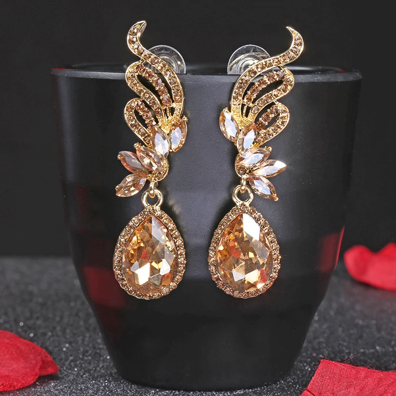 THRWELL Romantic Dangling Phoenix Shape Earrings for Women Shining Jewelry Christmas Gift Water Drop Pendant wedding party | Украшения и