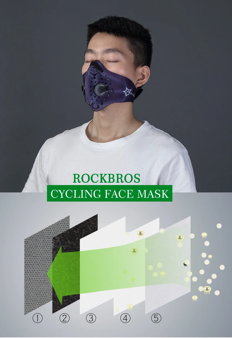 ROCKBROS противопылевая велосипедная маска для лица, дышащая Пылезащитная маска для велосипеда, велосипедный респиратор, спортивная защита, маска для рта bmx