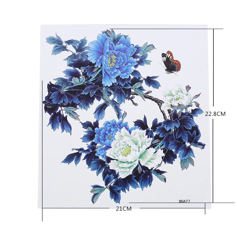 Синие цветы водонепроницаемые наклейки для татуировок благородные холодные и