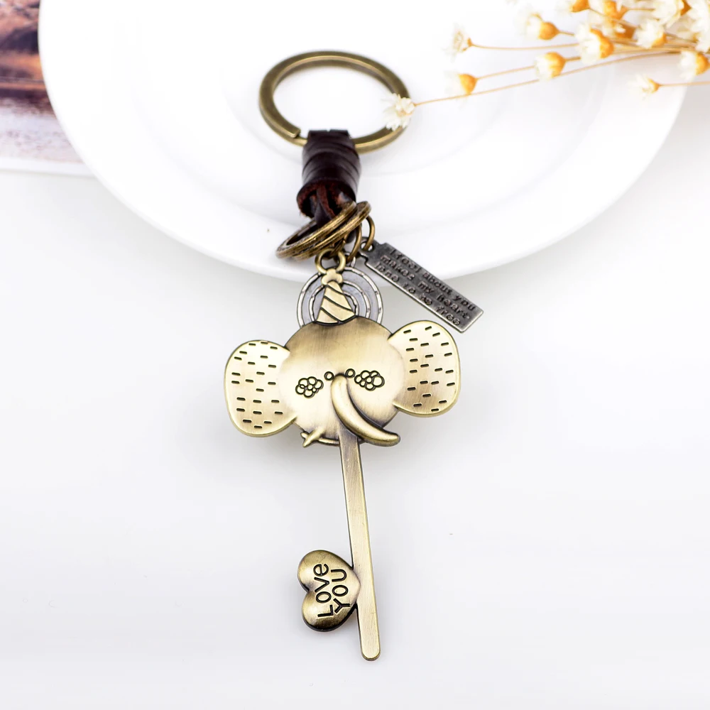 Man Woman Genuine Leather Keyring Key chain Multiple Cute Leaf Butterfly Pedant Charm Gift Car Keys Accessories on Bag | Украшения и