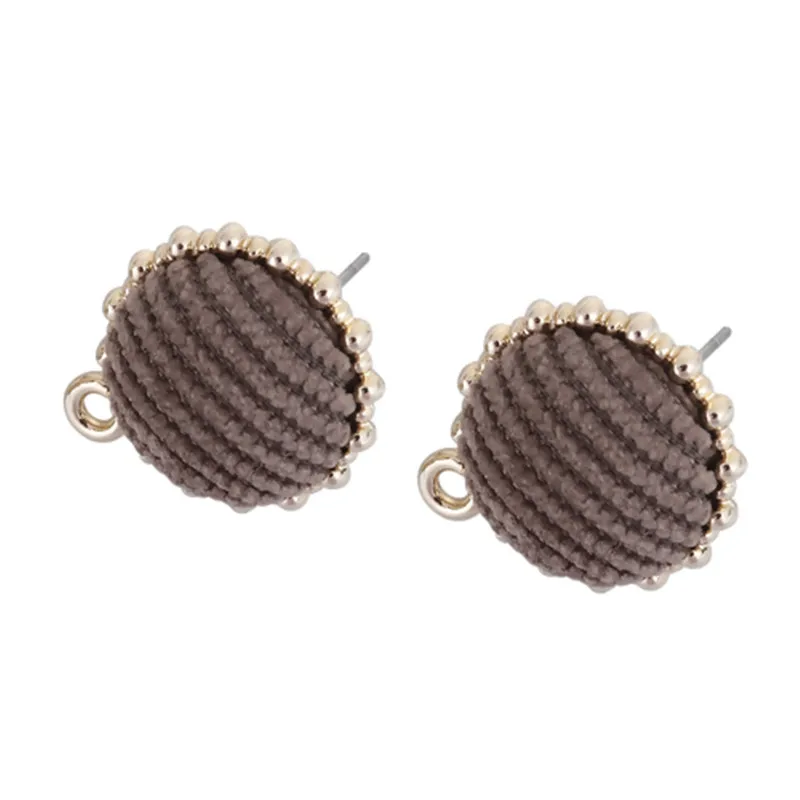 DoreenBeads сплав цинка серьги-гвоздики Круглые золотые розовые полосатые бархатные