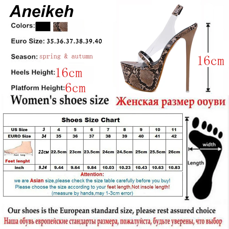 Aneikeh 2022 Fashion NEW 16 CM Platform High Heels Sandals Summer Sexy Slip-On Open Toe Gladiator Party Thin Women Shoes | Обувь