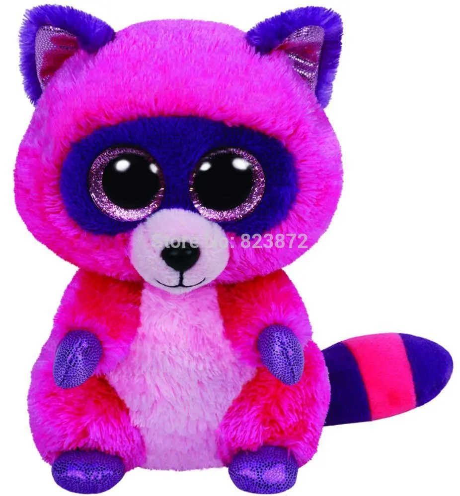 New TY Beanie Boos Roxie Pink Raccoon 