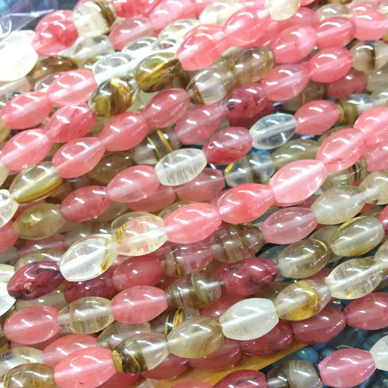 

Wholesale Colorful Watermelon Stone Crystal Glass Loose Beads for Jewelry Making Rice 8x12mm DIY Bracelet Necklace 15inch A236