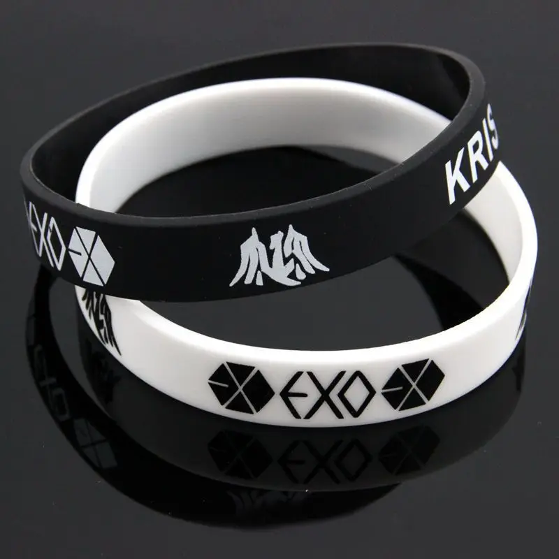 Новые браслеты для мужчин и женщин очаровательные черные белые EXO с логотипом
