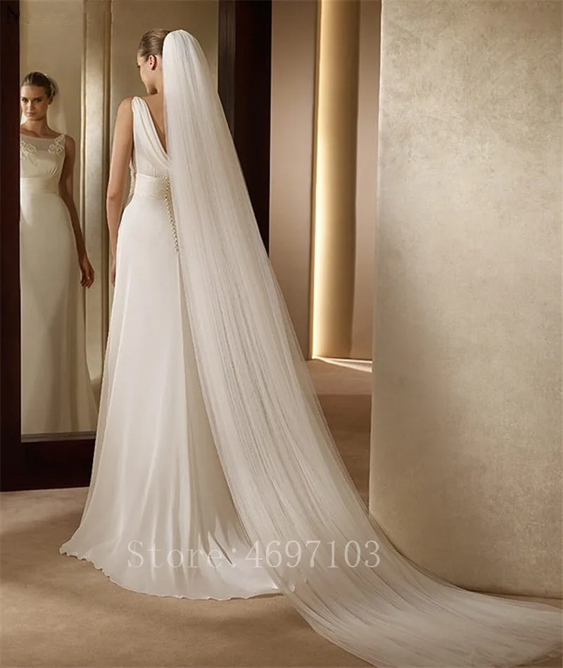 New 2019 Elegant Wedding Veil 3 Meters Long Soft Bridal Veils With Comb 2 layers Ivory White Color Bride Accessories | Свадьбы и