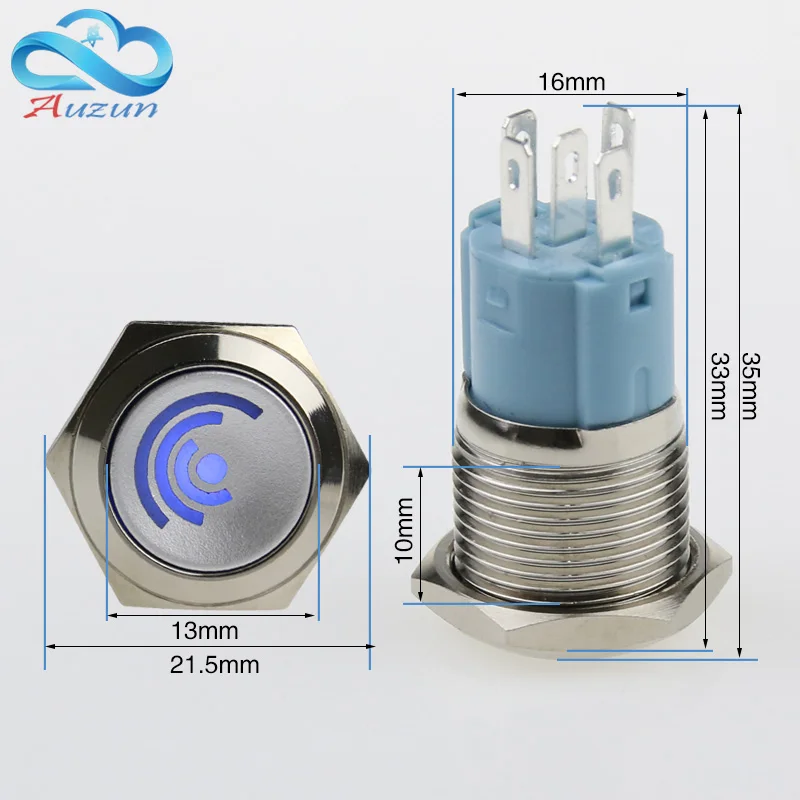 16 мм металлический кнопочный переключатель самоблокирующийся металлическая
