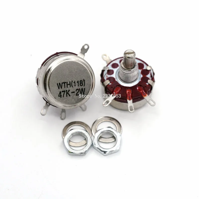 

2PCS WTH118 2W 1A Potentiometer 47K ohm Single coil carbon film potentiometer