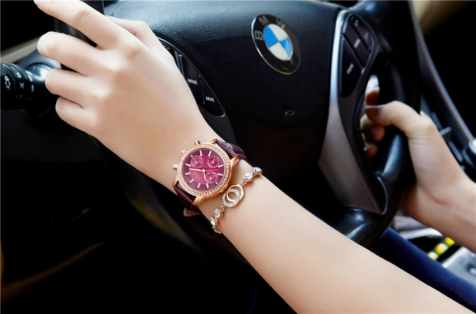 LIGE Роскошные модные брендовые женское платье часы дамы Водонепроницаемый