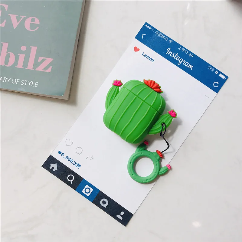 3D милое растение ананас для AirPods силиконовый чехол Insta горячий дизайн Кактус