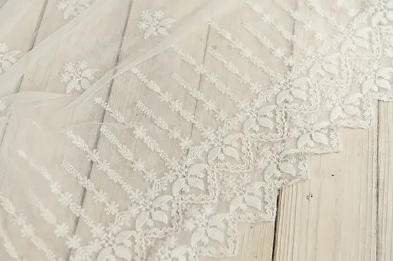 1 ярд белого кружева вышитая Тюлевая кружевная ткань винтажная марля античная