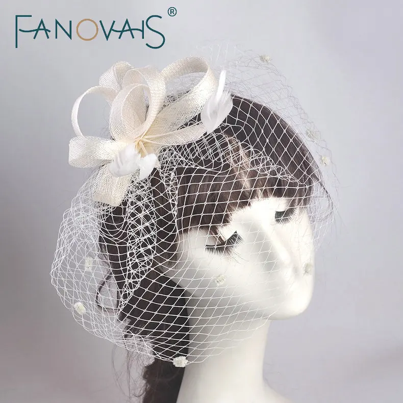 2019 Свадебные Чистой Вуаль Один-Слой Белый Женщины Короткая Фата Птичья Клетка