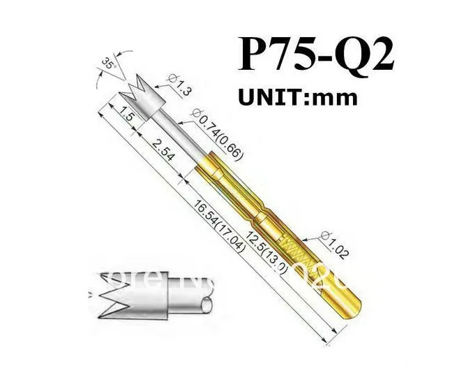 

FREE SHIPPING 100PCS/LOT P75-Q2 Dia 1.02mm 100g Spring Test Probe Pogo Pin