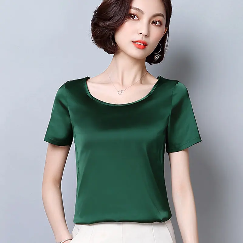 New Korea Fashion Blusas Mujer 2018 Summer Short Sleeve Plus Size Shirts Women Blouses Casual Wine Green Slik Tops Ladies | Женская