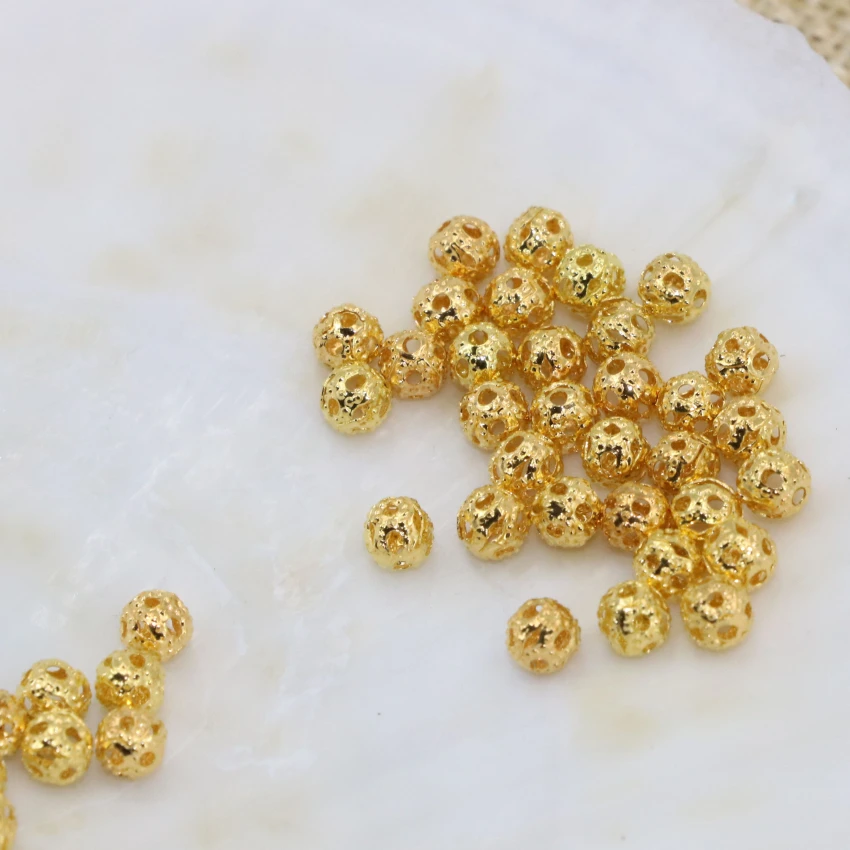 Оптовые цены высококачественные аксессуары золотого цвета 4 мм Круглые