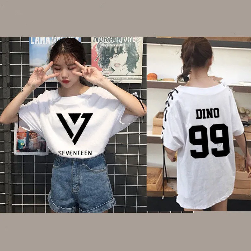 Mainlead KPOP SEVENTEEN 17, футболка, Топы, футболка, динозавр, короткий рукав, Джошуа, хлопок, Вернон, футболка