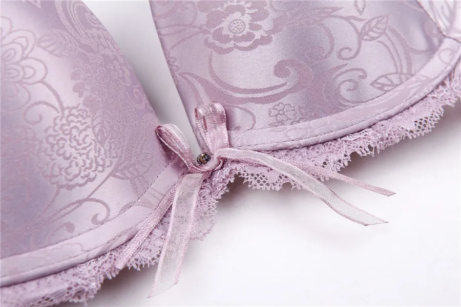 Женский сексуальный комплект с бюстгальтером пуш ап атласное прозрачное кружево