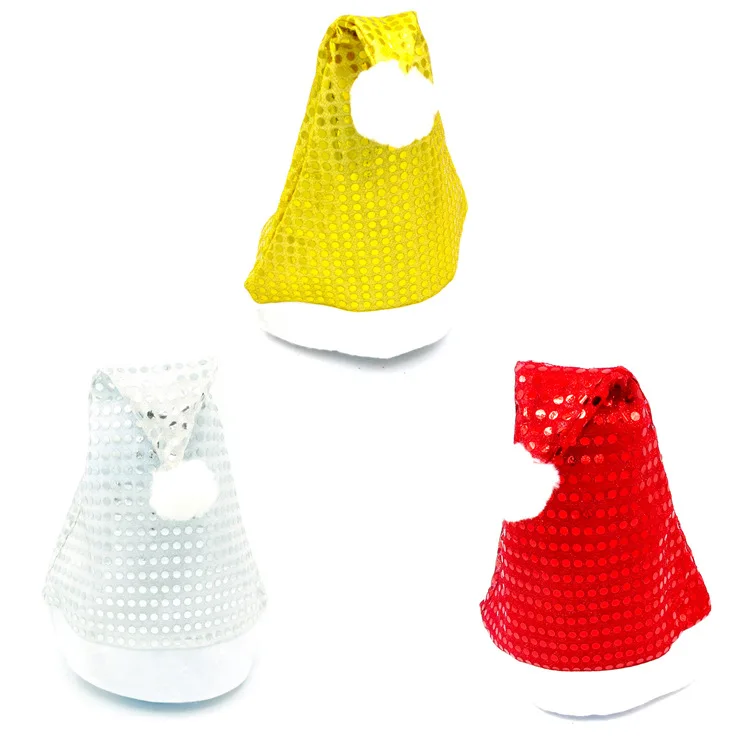 Рождественские шляпы Санта Клауса яркие золотые серебряные Красные шапки для